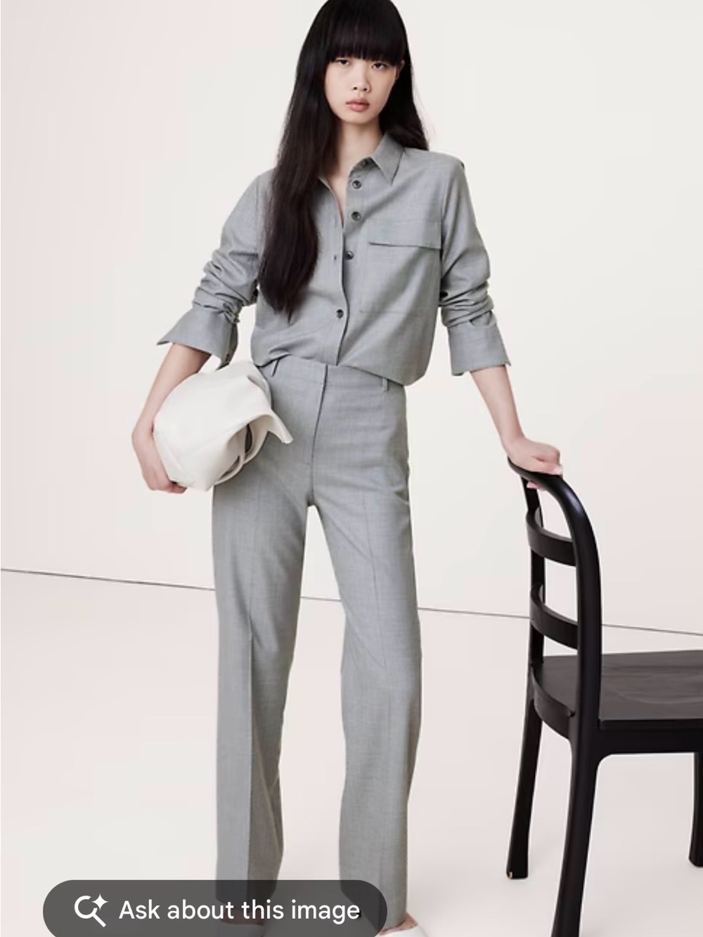 Banana Republic Slim Straight Tailored Trousers - Light Gray